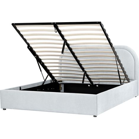 Bett mit Stauraum Stoff QUILLIEN 140 x 200 cm Hellblau