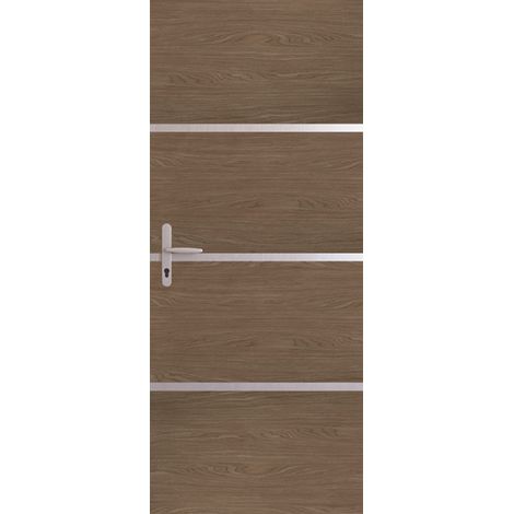 Kit RENO'PORTE adhésif 100% FSC 85 x 52 cm chêne fumé et profilés alu rénovation porte