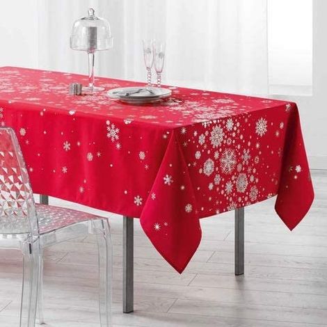 Nappe de Noël rectangle 240x150cm en polyester infroissable – Motif constellation – Résistante au lavage – Pour 8 à 10 convives (1/2)