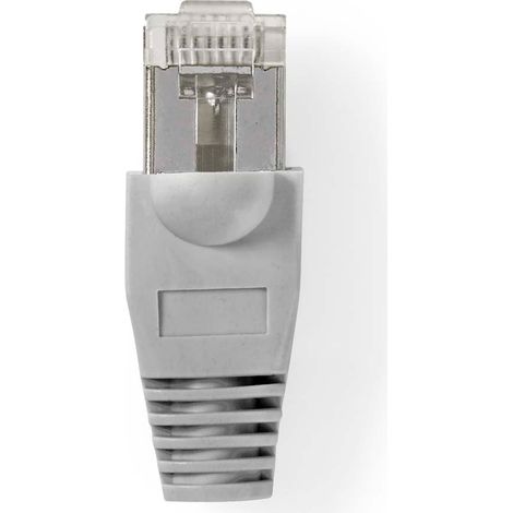 Conector RJ45  Masculino  Sólido UTP CAT5  Recto  Chapado en oro  10 uds.  PVC  Gris / Transparente  Caja