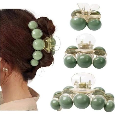 (Grüne) Haarspangen – Noname – 3 grüne Spangen – rutschfest – leicht – elegantes Design (1/4)