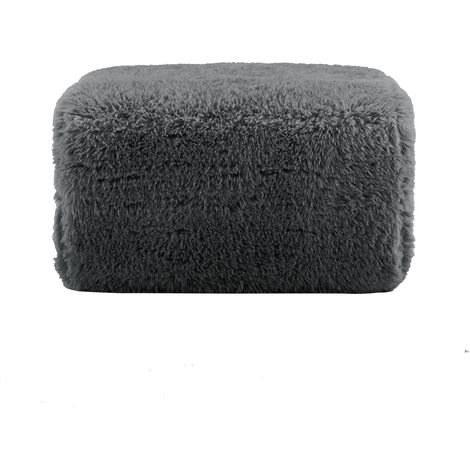Pouf en peluche grise (1/5)