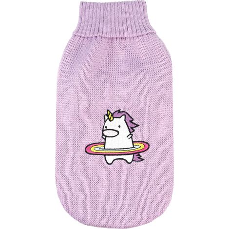 Pull pour Chien, Longueur Dos 45 cm. Pull avec col Haut, Broderie, Trou de Laisse et Passant Pattes arrière  Lilas, L