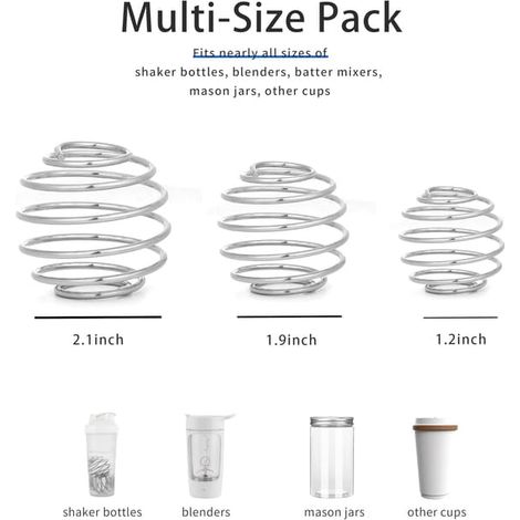 Lot de 6 boules à mélanger en acier inoxydable de différentes tailles pour shakes protéinés et vinaigrettes, acier inoxydable (1/4)