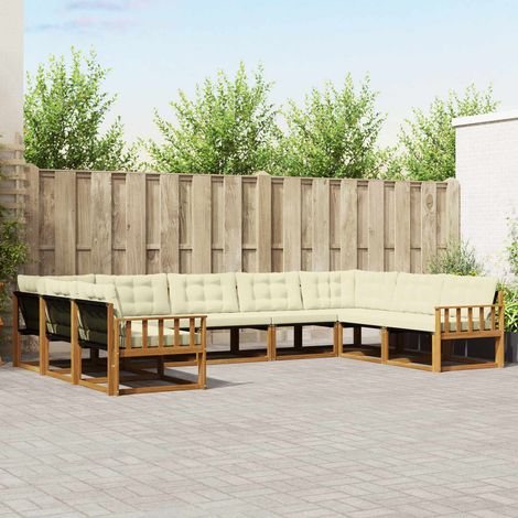 vidaXL Outdoor-Sofagarnitur mit Kissen 9 pcs Natur und Creme (1/5)