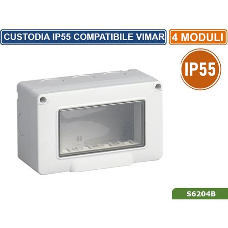 CUSTODIA CONTENITORE DA PARETE IDROBOX 4 MODULI IP55 COMPATIBILE SERIE VIMAR PLANA (1/3)