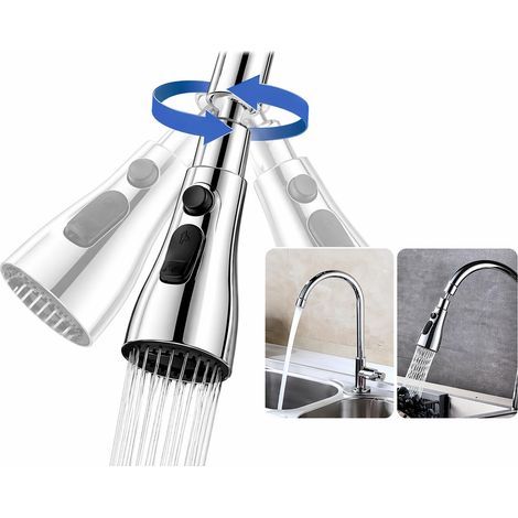 Aérateur robinet orientable 360° – 3 fonctions, filetage 55/64" – Adaptateur inclus – Cuisine, salle de bain (1/5)