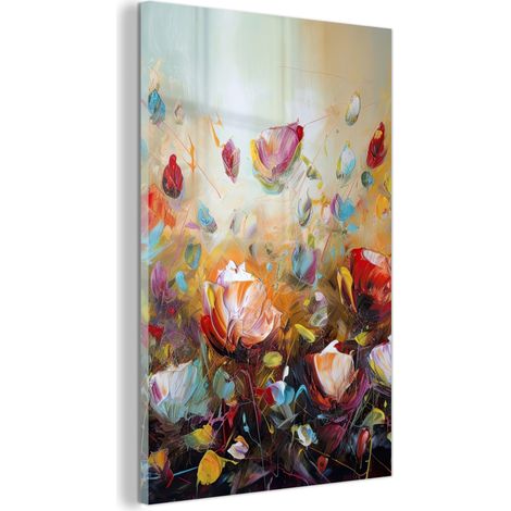 TABLEAU EN PLEXIGLAS Fleurs - Art - Nature - Peinture à l'huile Tableau Moderne 60x90 (1/5)