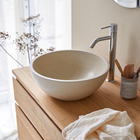Vasque ronde en terrrazzo cream Micha (1/5)