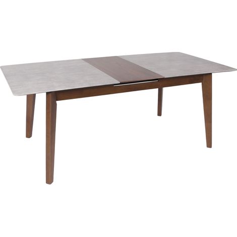 Tavolo pranzo allungabile salotto soggiorno HHG-992 77x160x90cm laminato HPL legno scuro effetto palissandro
