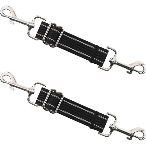 Lot de 2 clips réglables à double extrémité pour collier de chien, fermoir à libération rapide, clips pivotants à 360 degrés pour chien, promenade, camping, randonnée (noir) (1/5)