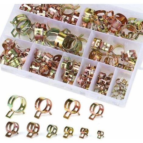 Vente Chaude-Clip à Ressort pour Tuyau de Carburant, 100pcs Colliers de Serrage avec Boîte de Rangement (6-22mm, Taille 10) (1/5)