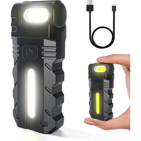 Wiederaufladbare LED-Taschenlampen über USB (2er-Pack), Mini-Taschenlampen mit 5 Modi, 180°-Drehung, magnetische Taschenlampe mit Clip, wasserdicht, kleine Taschenlampen für Camping und Outdoor-Aktivi
