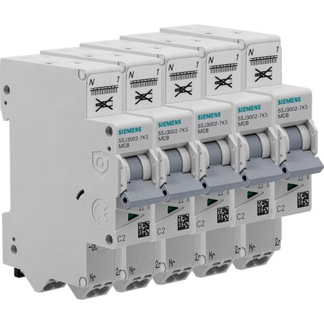 SIEMENS Lot de 5 disjoncteurs auto P+N 2A pour protection électrique fiable et sécurisée