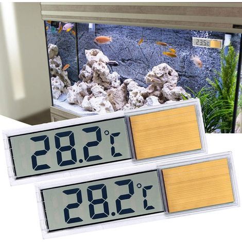 Aquarium Thermometer, 2 High Sensitivity Digital Aquarium Thermometers, Two Side Stickers, Accuracy Up to 0.1 Degree (Gold) (1/5)