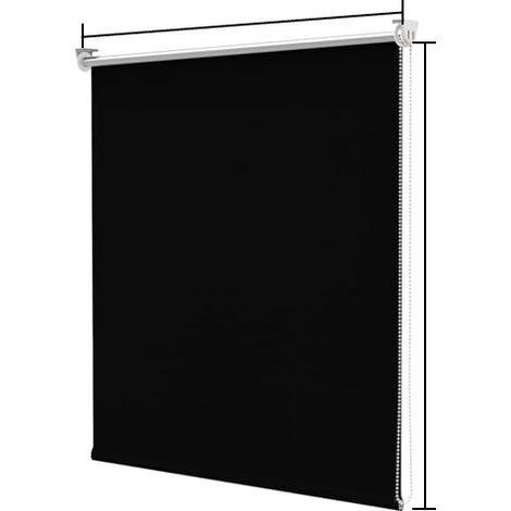 Estor enrollable opaco con aislamiento térmico, cortina opaca, montaje con o sin taladrado, 55 cm x 130 cm, ancho de la tela 55 cm, negro (1/5)