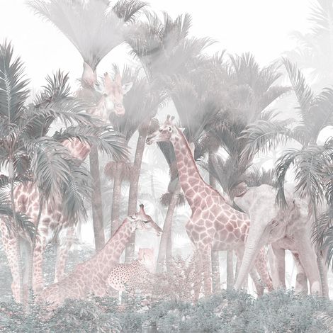 Papier peint panoramique Enfants - Animaux de la Jungle - 195 cm x 195 cm (1/2)