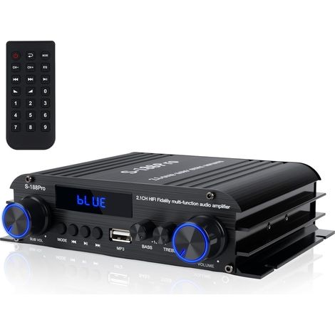 2.1 Chaîne Amplificateur Audio 50W×2 + Caisson de Basse 60W, Bluetooth 5.3 1000W Puissance de Crête, Aux/USB/MP3, Réglage Grave/Aigu – Pour Home Cinéma, TV, Voiture (1/5)