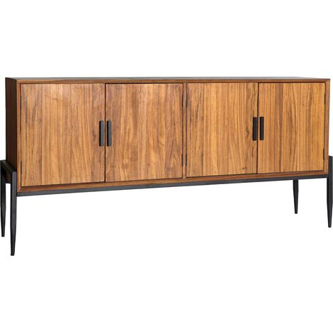 Buffet style nordique en bois de sapin et fer noir mat - Bois foncé et noir mat (1/5)