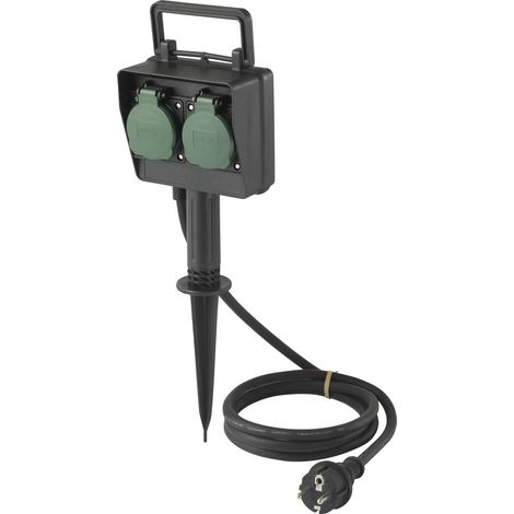 Sygonix SY-5231004 Presa di corrente da giardino 2 vie Nero, Verde standard (semi opaco) Protezione per i bambini (1/5)