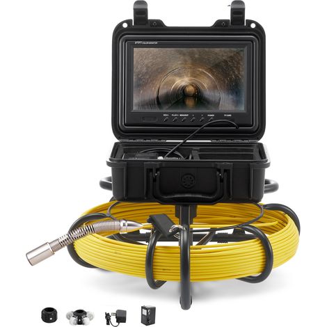 VEVOR Kit Telecamera con Endoscopio per Ispezione di Fognatura Schermo Colorata 9 Pollici Cavo Impermeabile 50m, Telecamera Ispezione Portatile Batteria 4500 mAh per Tubi Angolazione Visiva 130°
