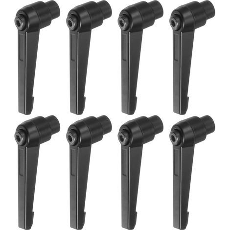 piezas - Mango de sujeción - Palanca ajustable - Rosca hembra M8 - Mecanismo de liberación rápida - Para maquinaria industrial y de carpintería - Negro - 63x12 mm (1/5)