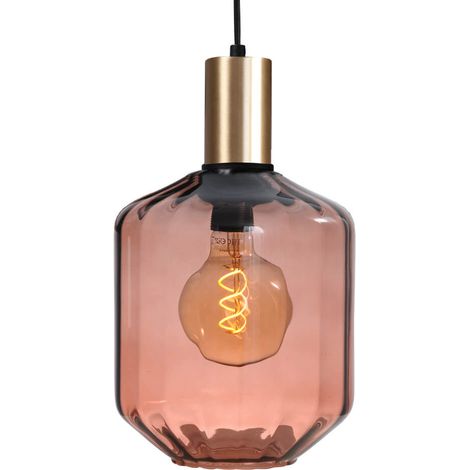 Lampe suspendue dorée Porto avec verre rouge Jagger - Ø 19cm - 2710-05-02-9 (1/3)