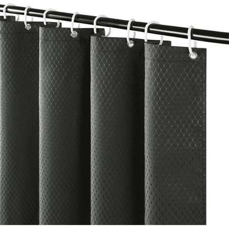 [JAMAIS UTILISÉ] Rideau de Douche Anti Moisissure Tissu Imperméable et Lavable Épais Petits Rideaux de Douche en Polyester Gris Foncé Gaufre pour Baignoire 80x180cm (1/3)