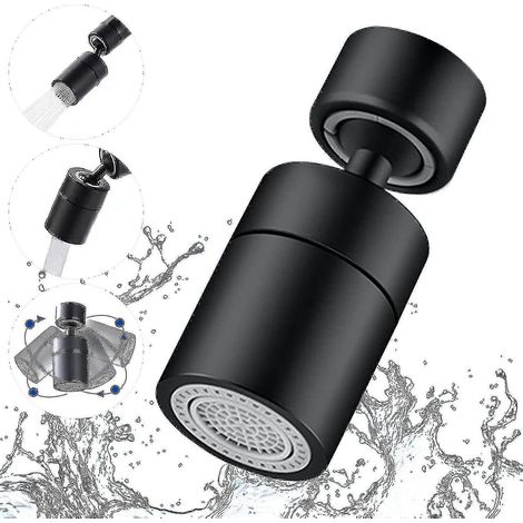 Aireador de grifo giratorio de 360°, 2 modos ajustables, filtro de burbujas para grifos de cocina y baño, rosca interna de 22 mm, negro, 1 pieza - hao (1/2)