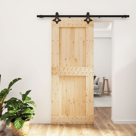 Puerta corredera con herrajes madera maciza de pino 85x210 cm vidaXL (1/5)