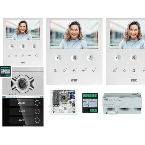 KIT VIDEOCITOFONO URMET VOG5 VIVAVOCE ALPHA INCASSO 3 FAMIGLIE KIT VIDEOCITOFONO 1760/6