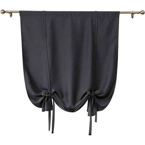 Lot de 1 rideau occultant court uni à nouer rideau romain de couleur unie pour petites fenêtres (1/4)