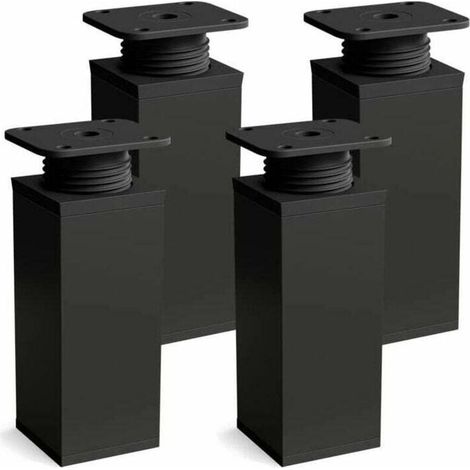 Furniture feet, set of 4 Design: Matt black Height: 60mm, adjustable Angular shape (1/4)