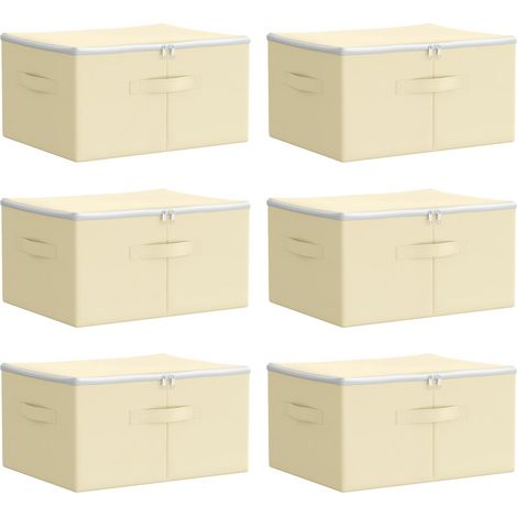 vidaXL Storage Box 6 pcs Non-woven fabric 43 x 34 x 23 cm 33.6 L Cream