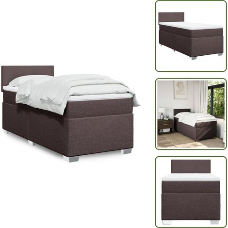 Sommier à lattes de lit avec matelas Marron foncé 90x200 cm - Lit Double - Literie - Chambre À Coucher - Matelas À Ressorts Ensachés - Tête De Lit (1/5)