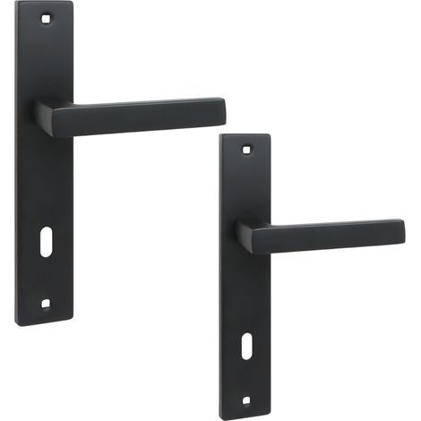 Maniglia per porta interna su piastra lunga 90 mm con chiave Rando, Kuchinox nero KRA916A (1/4)