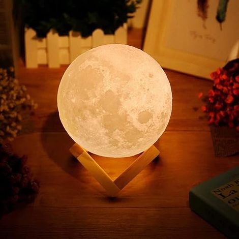 Lampada lunare 3D, lampada da comodino decorativa a LED con interruttore touch per camera da letto, soggiorno, bar, regalo di compleanno, regalo di Natale, 15 cm