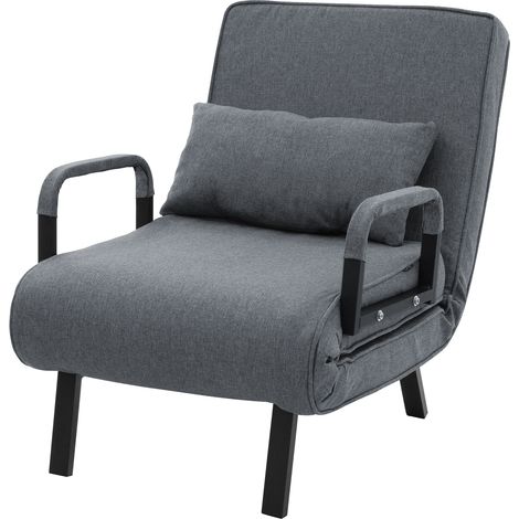 ML-Design Fauteuil-lit, fauteuil 3 en 1 avec fonction lit, fauteuil-lit pliant, fauteuil pliant à dossier réglable, canapé-lit pliable, lit d'appoint, structure en acier et chenille, anthracite (1/5)