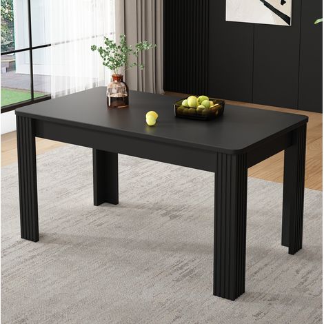Tavolo da pranzo nero in pannello truciolare con 4 gambe robuste e struttura stabile (1/5)