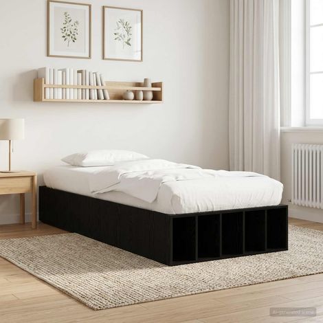 vidaXL Cadre de lit avec rangement avec étagère Chêne noir 80 x 200 cm (1/5)