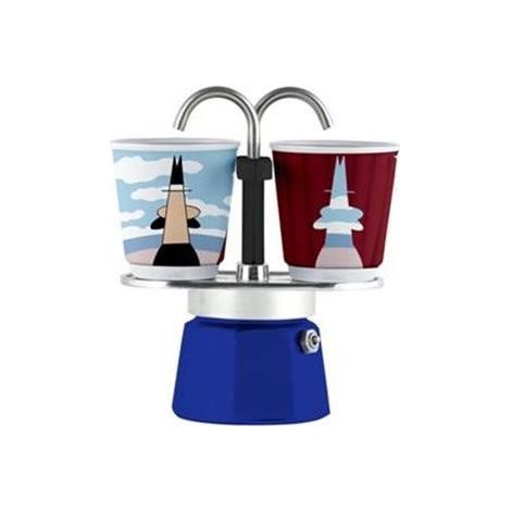Set cafetiere italienne + 2 tasses - BIALETTI - Mini-express KANDINSKY - 100 ml - Inox / Bleu (1/5)