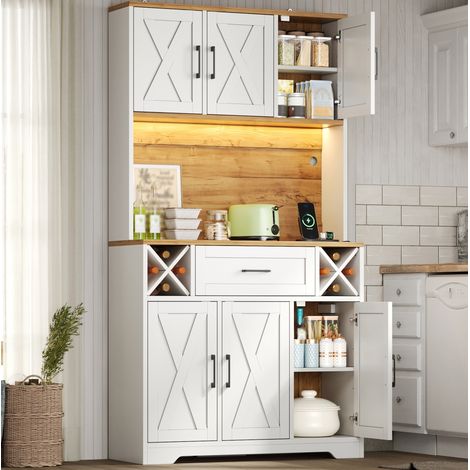 Mobile da cucina alto con LED, portabottiglie, MDF, 105 x 40 x 180 cm DESVIAE (1/5)