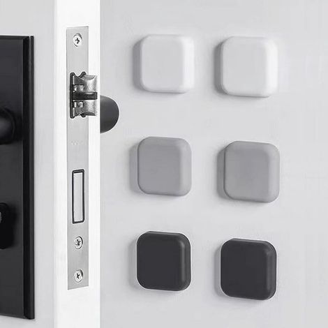Fermaporta e protezioni per pareti - 6 pezzi quadrati autoadesivi in bianco, grigio e nero (1/5)