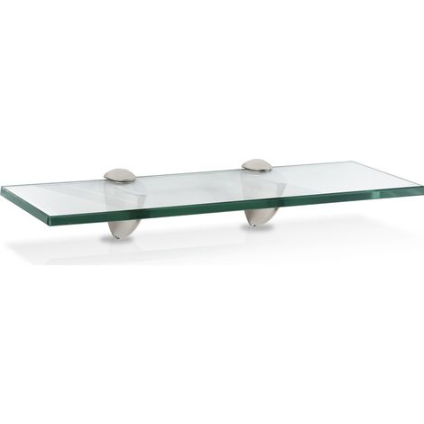 Jiubiaz Glasablage Klarglas Glänzend, aus rostfreiem Zinkdruckguss, Silber glänzend, Zinkdruckguss chrom, Glas Transparent 4010CM (1/5)