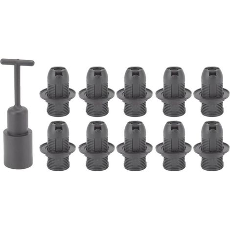 10PCS E14 Lamp Holder ABS with Sleeve High Temperature Resistant Light Socket Base for Home Black