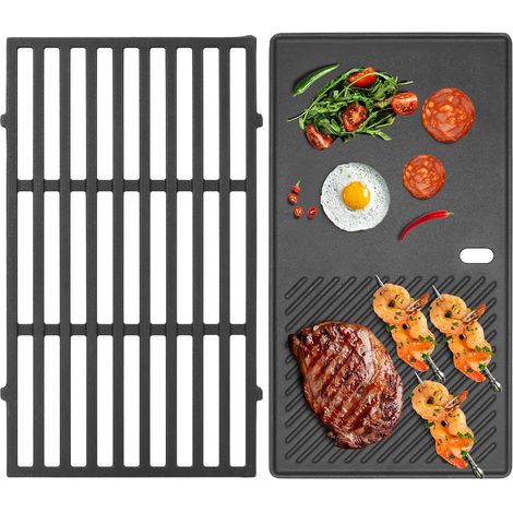 7637 Grille de cuisson en fonte 44,5 cm pour barbecue à gaz Weber Spirit E210 E220 S210 S220 (avec boutons de commande avant), plaque de rechange pour Weber Spirit I & II 200 Series