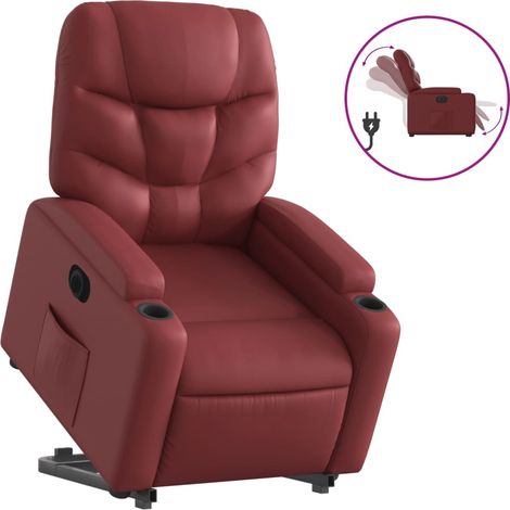 Fauteuil de Salon,Chaise,Fauteuil inclinable électrique rouge bordeaux similicuir CFW977524 (1/5)