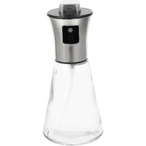 Flacon pulvérisateur rechargeable pour huile et huile d'olive, en acier inoxydable, 17,5 x 7,5 cm, plaqué argent, pour une application contrôlée des assaisonnements en cuisine.-AquaForge (1/2)