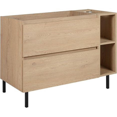 Mobile da bagno 100 cm (80+20), piedini, colore: Rovere Chiaro, 100 x 46 x 80,7 cm, senza piano di lavoro (1/5)