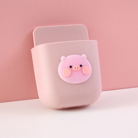 [Boîte de Rangement Murale] Boîte de Organisation Cartoon Pig Pattern avec Port de Chargement, ABS Étanche 11 x 9 x 3.5 cm Rose (350g)